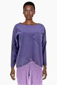 Purple sweater with three quarter sleeves