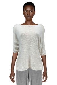 Cream knit short sleeve top