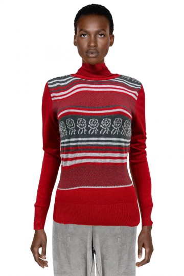 Red Basic striped patterned jumper