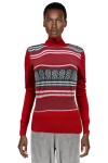 Red Basic striped patterned jumper