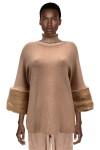 Beige sweater with puffy sleeves