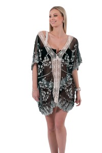 Black beach tunic with embroidery.