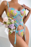 Sky blue floral lingerie set
