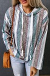 Sudadera con capucha de punto texturizado con hombros caídos a rayas multicolor