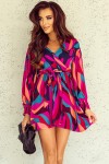 Multicolored dress with long sleeves