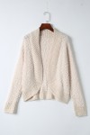 Cardigan ouvert sur le devant en tricot Popcorn abricot