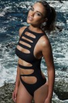 Black one-piece swimsuit with cutouts
