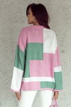 Suéter con mangas acampanadas y hombros caídos en bloques de color rosa