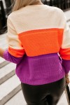 Pull en tricot multicolore à épaules tombantes et col rond