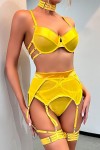 yellow 3-piece sexy lingerie set