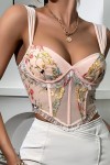 Nude bustier with floral pattern