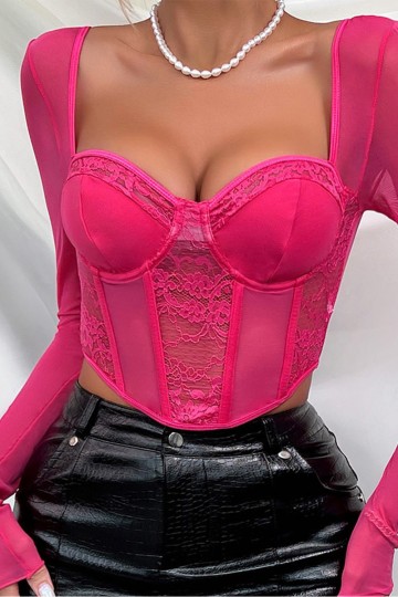 Fusia corset with long sleeves