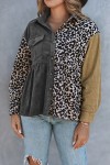 Leopard corduroy shirt jacket