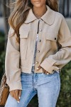 Short khaki jacket with buttons and pockets