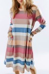 Rainbow long sleeve stripes mini dress