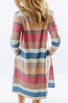 Mini vestido de manga larga con rayas arcoíris