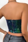 Blue and green sequin bustier
