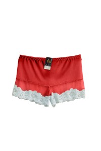Red shorty with white lace trim