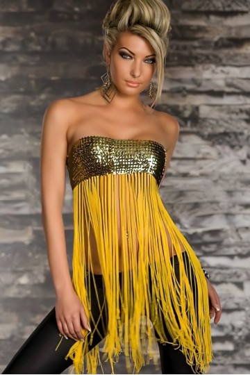 Fringed sequin top
