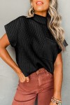 Black ribbed knit sleeveless sweater