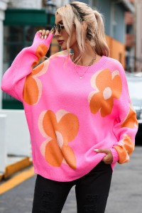 Pink floral sweater