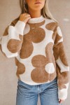 White and camel floral sweater