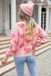 Pink heart pattern sweater