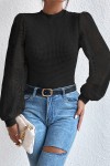 Black sweater with balloon sleeves