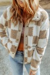 Beige and white checked jacket