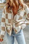 Beige and white checked jacket