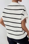 White striped sleeveless sweater
