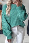 Green sweater with balloon sleeves