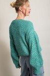 Green sweater with balloon sleeves