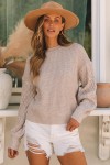 Nude sweater with balloon sleeves
