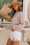 Nude sweater with balloon sleeves
