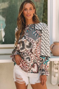 Multicolor abstract print blouse