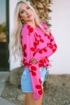 Pink sweater with large flowers