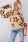 nude sweater with large flowers