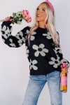 black sweater with large flowers