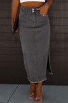 Long gray denim skirt