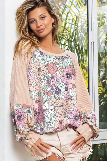 Floral print sweater