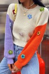 Multicolored flower sweater