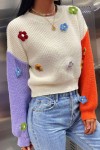 Multicolored flower sweater