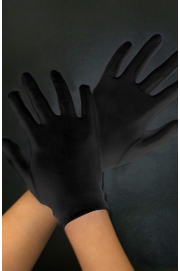 Pair of black satin gloves