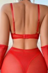 Sexy red 3 piece lingerie set