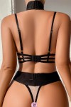Sexy black strappy lingerie set