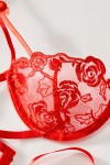 Ensemble de lingerie en dentelle florale rouge