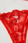 Conjunto de lencería de encaje floral rojo