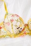 Conjunto de lencería de encaje floral amarillo