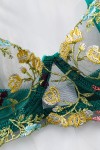 Conjunto de lencería de encaje floral verde